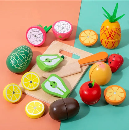 Wooden Magnetic Fruit Cutting Food Set