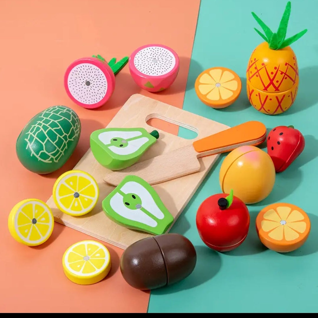 Wooden Magnetic Fruit Cutting Food Set