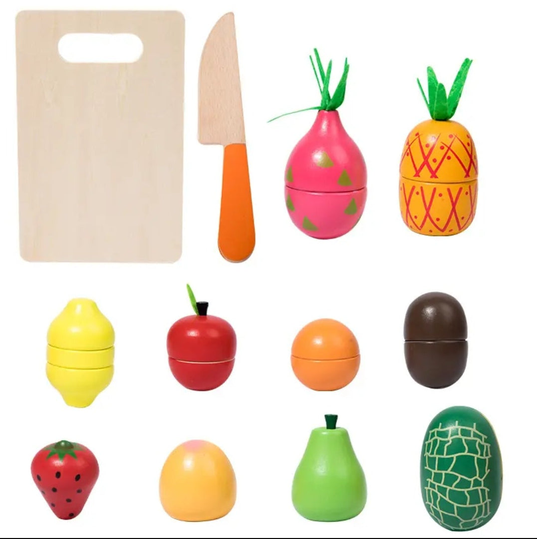 Wooden Magnetic Fruit Cutting Food Set
