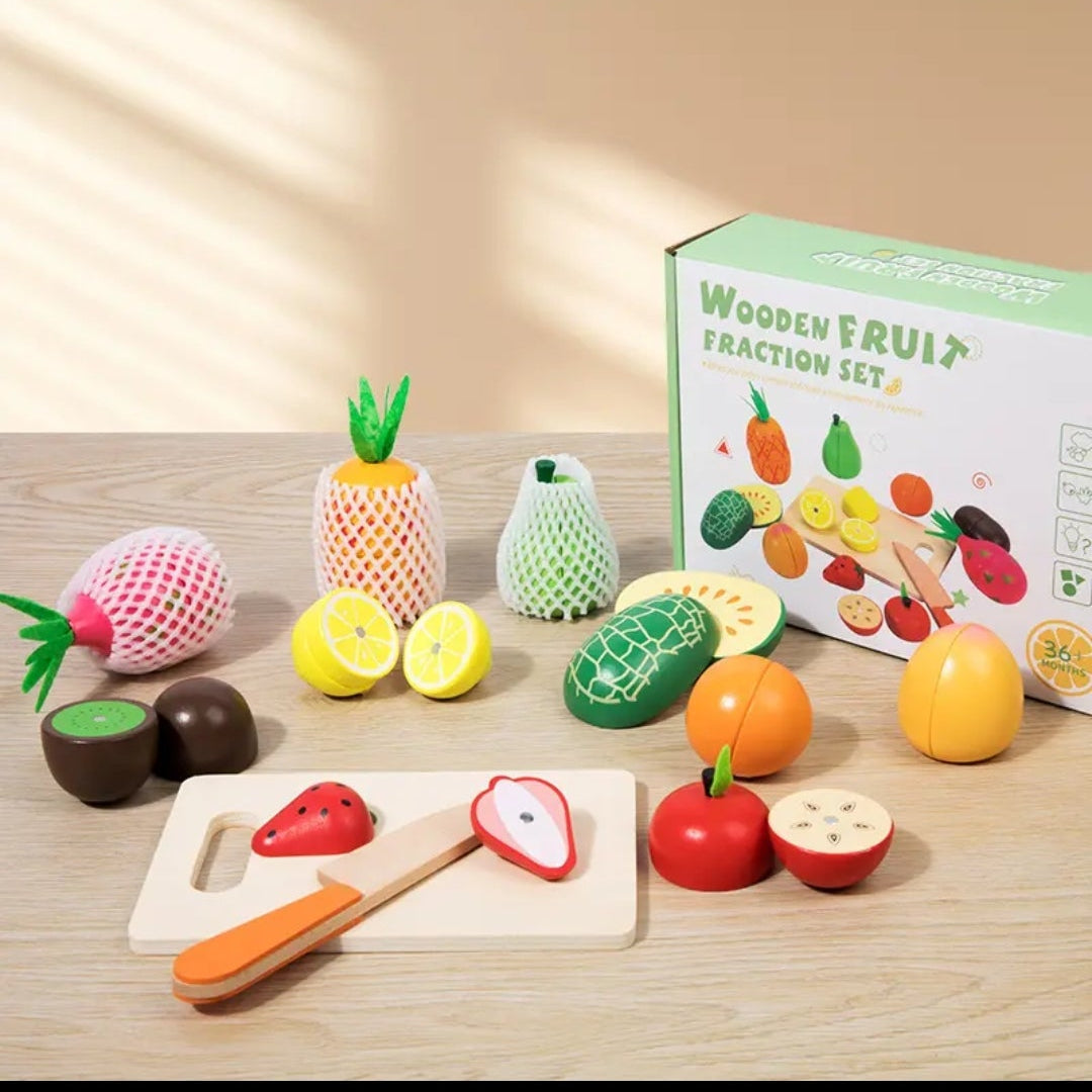 Wooden Magnetic Fruit Cutting Food Set