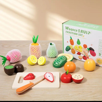Wooden Magnetic Fruit Cutting Food Set