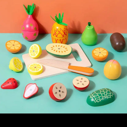 Wooden Magnetic Fruit Cutting Food Set